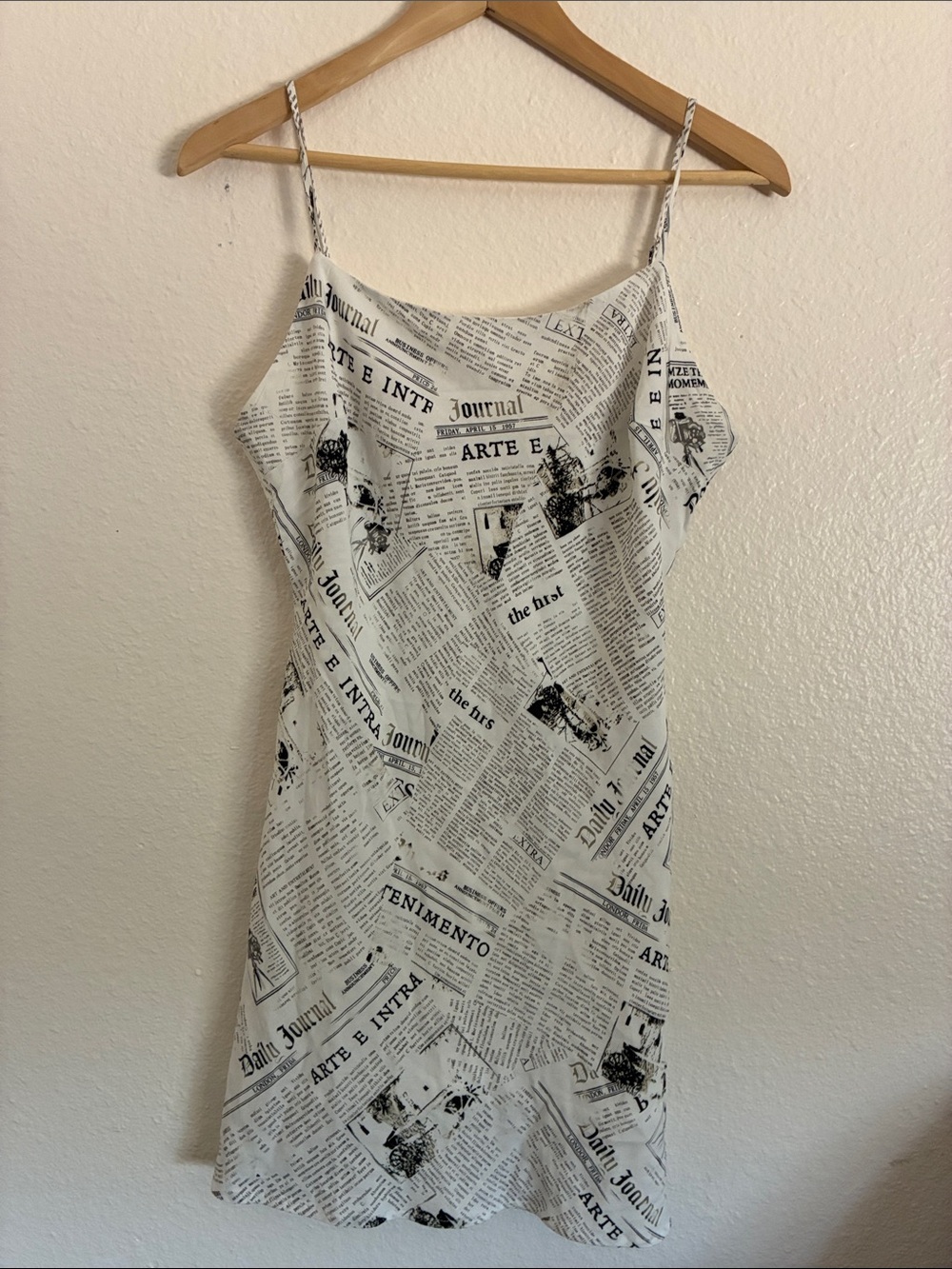 Lovely Day White and Black Newspaper Print top.